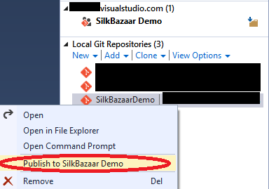 Publikowanie lokalnego repozytorium do aktualnie połączonego projektu VSO